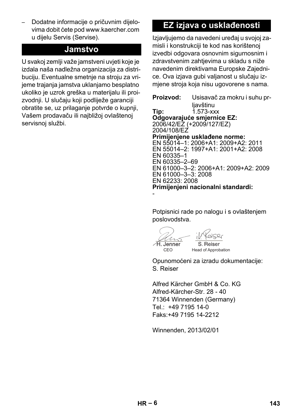 Jamstvo ez izjava o usklađenosti | Karcher IVL 50-24-2 User Manual | Page 143 / 192