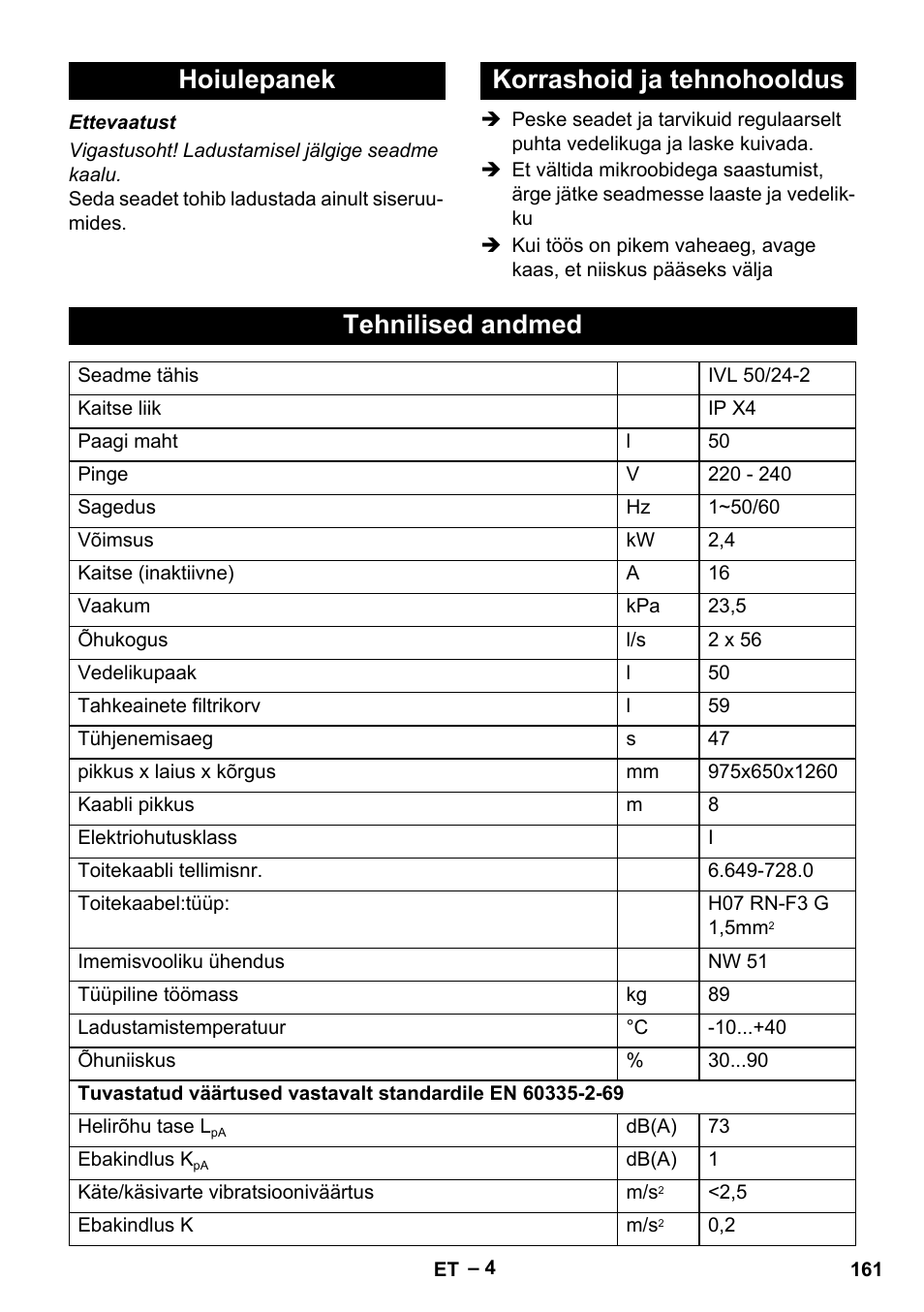 Karcher IVL 50-24-2 User Manual | Page 161 / 192