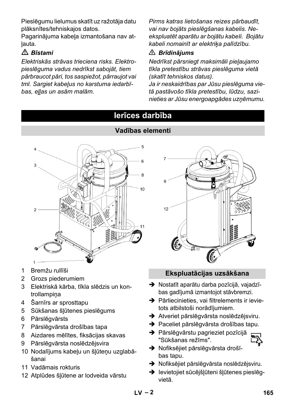 Ierīces darbība | Karcher IVL 50-24-2 User Manual | Page 165 / 192
