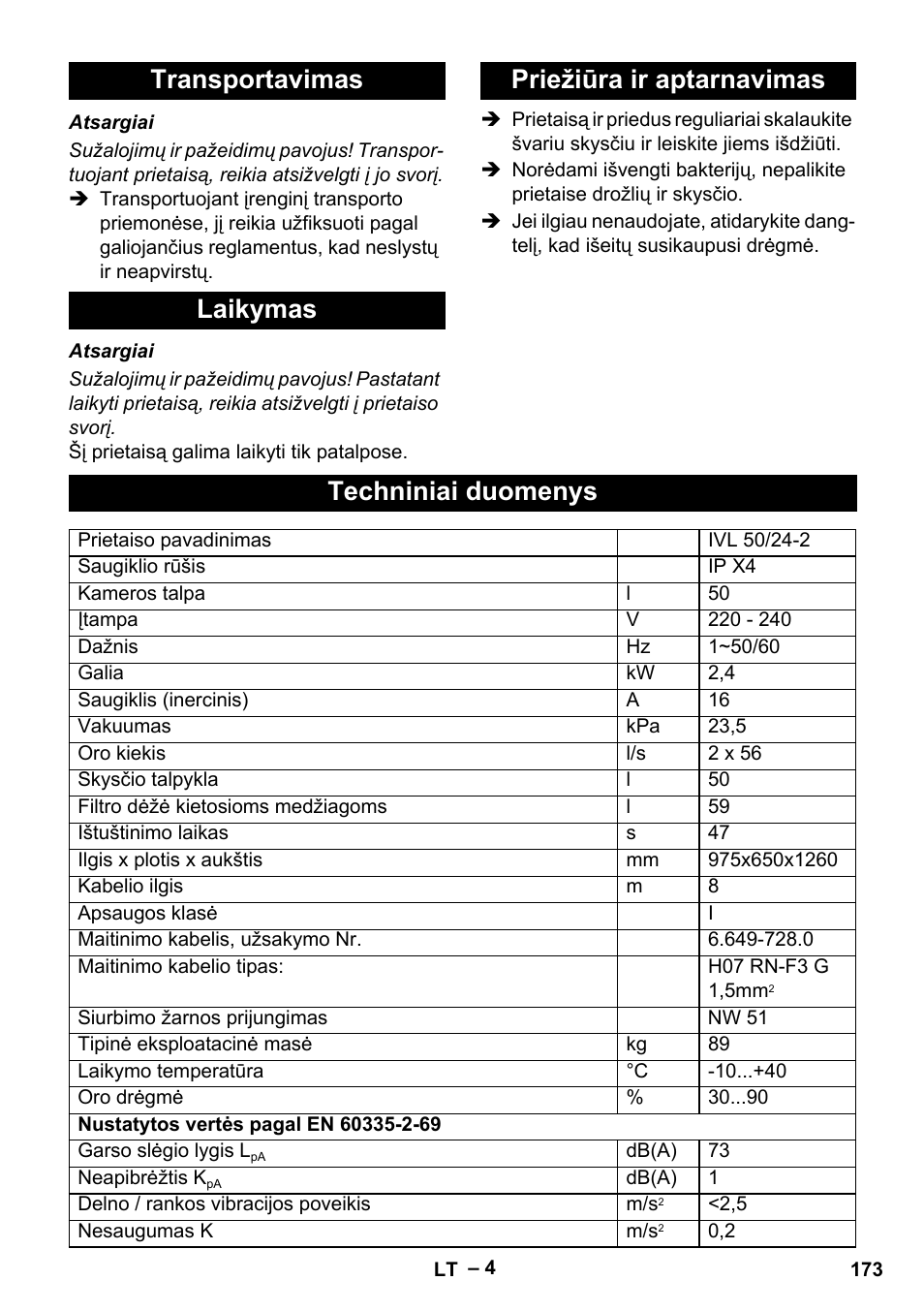 Karcher IVL 50-24-2 User Manual | Page 173 / 192