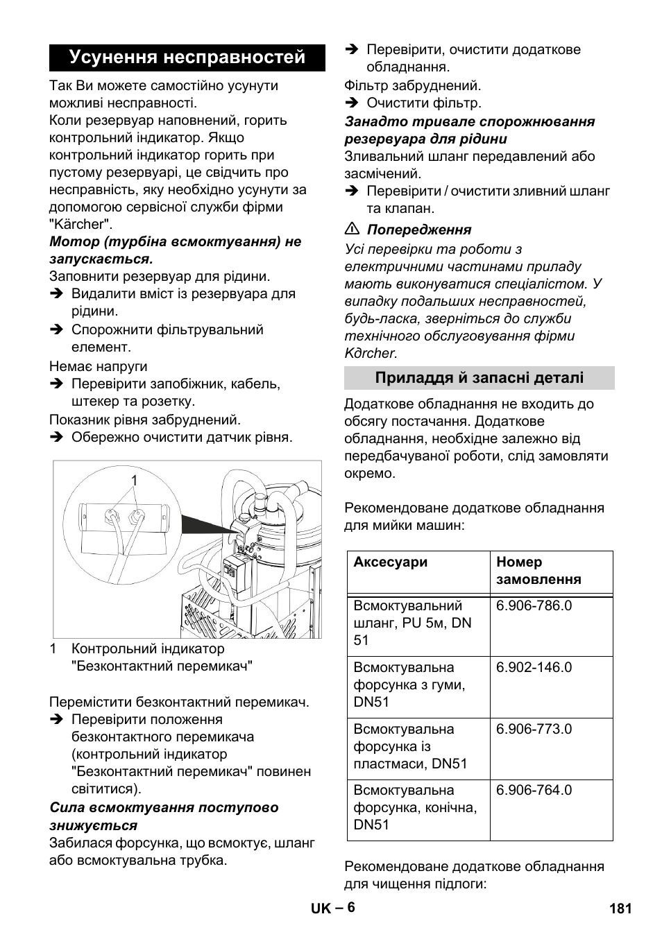 Усунення несправностей | Karcher IVL 50-24-2 User Manual | Page 181 / 192