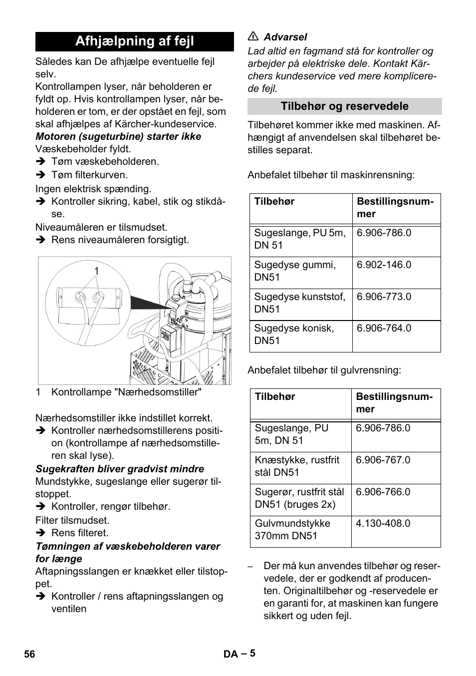 Afhjælpning af fejl | Karcher IVL 50-24-2 User Manual | Page 56 / 192