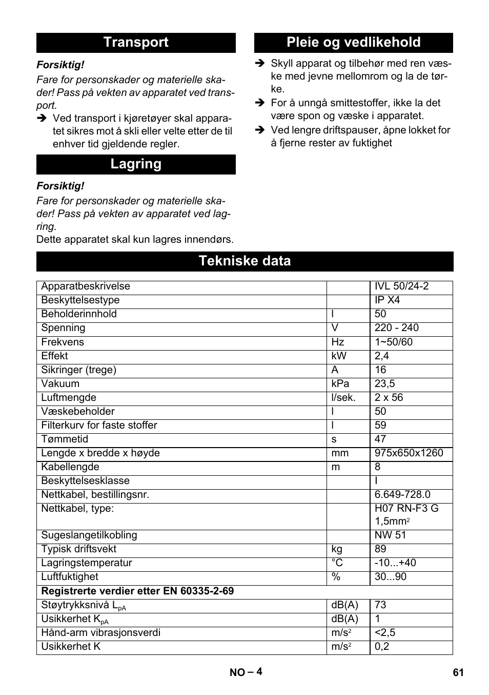 Karcher IVL 50-24-2 User Manual | Page 61 / 192