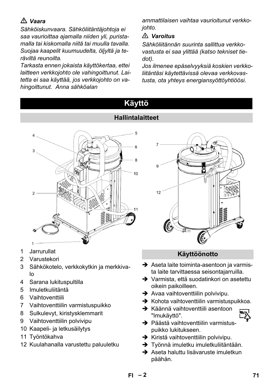 Käyttö | Karcher IVL 50-24-2 User Manual | Page 71 / 192