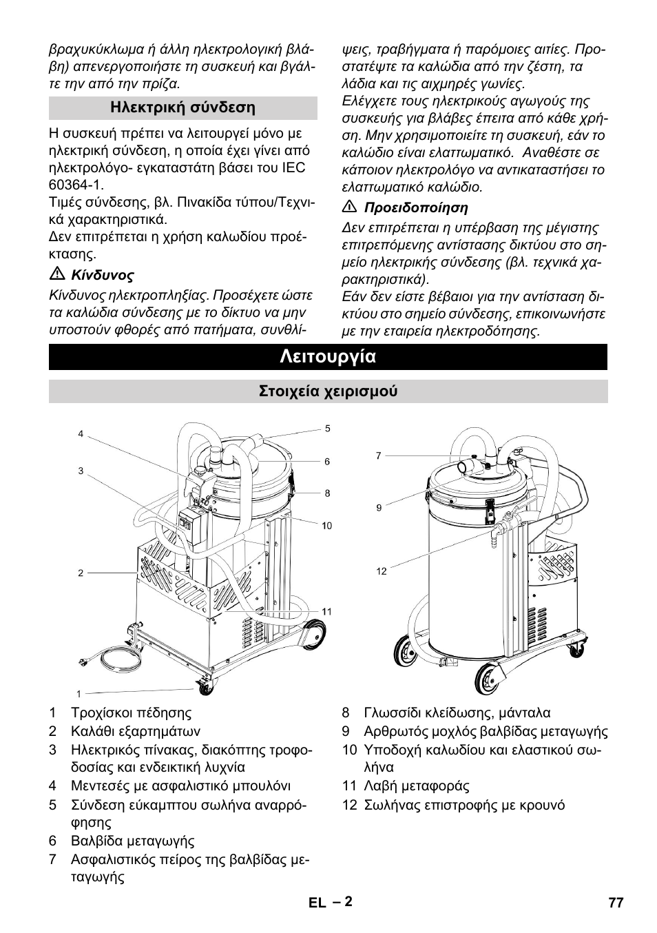 Λειτουργία | Karcher IVL 50-24-2 User Manual | Page 77 / 192