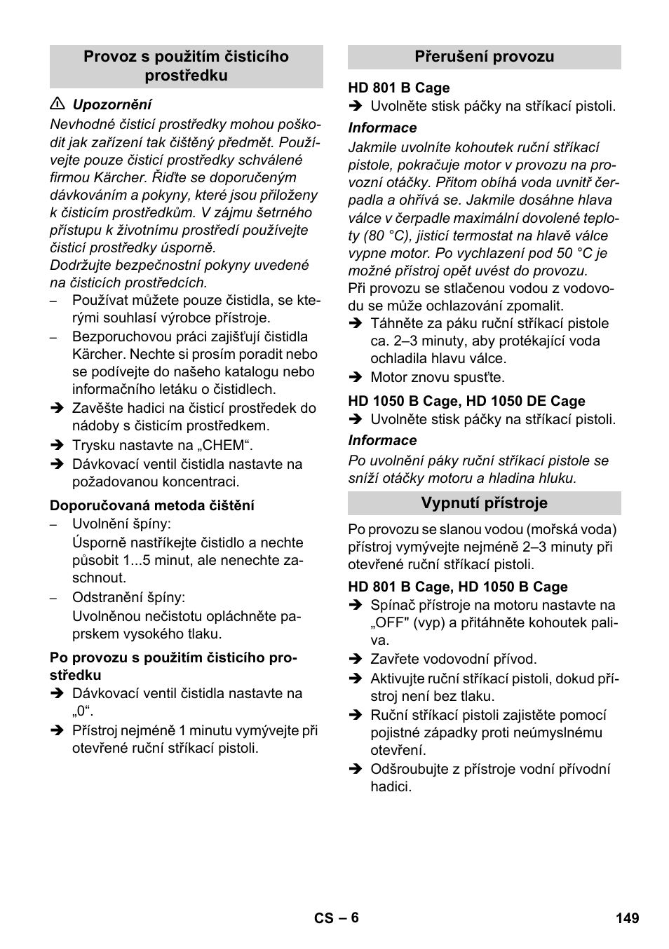 Karcher HD 1050 De Cage User Manual | Page 149 / 286