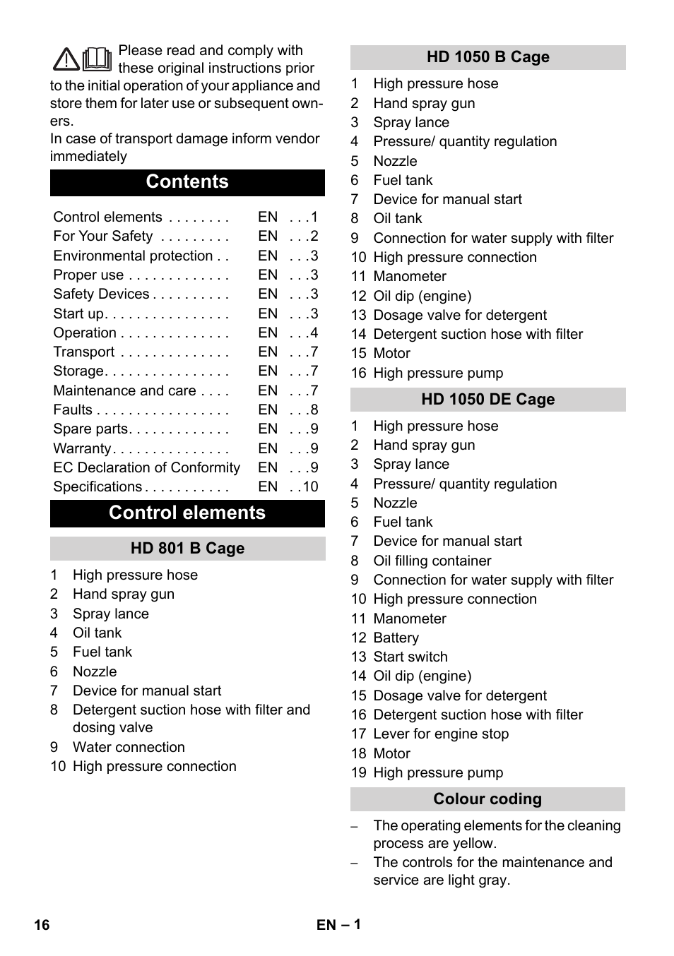 Karcher HD 1050 De Cage User Manual | Page 16 / 286