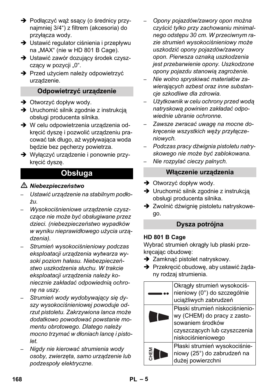 Obsługa | Karcher HD 1050 De Cage User Manual | Page 168 / 286