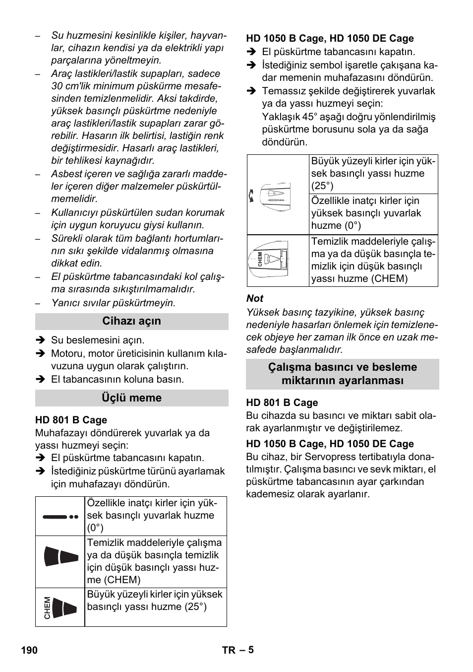 Karcher HD 1050 De Cage User Manual | Page 190 / 286