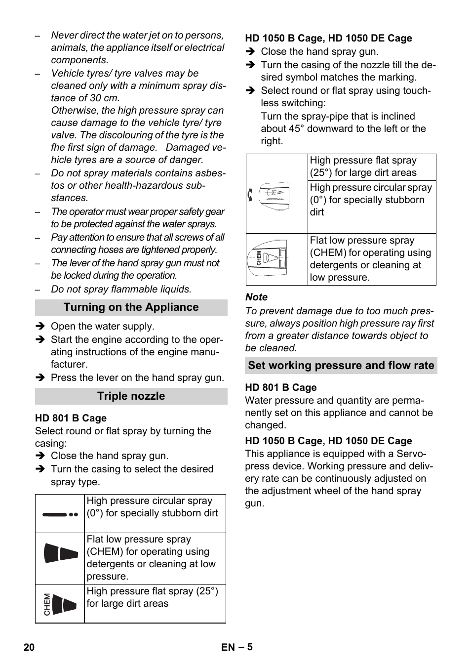 Karcher HD 1050 De Cage User Manual | Page 20 / 286