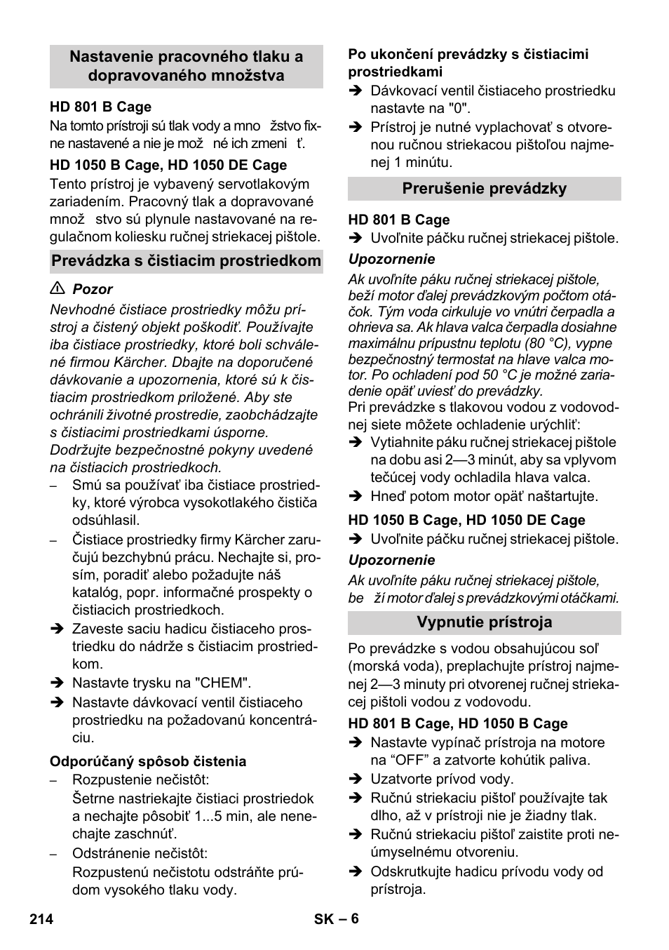 Karcher HD 1050 De Cage User Manual | Page 214 / 286