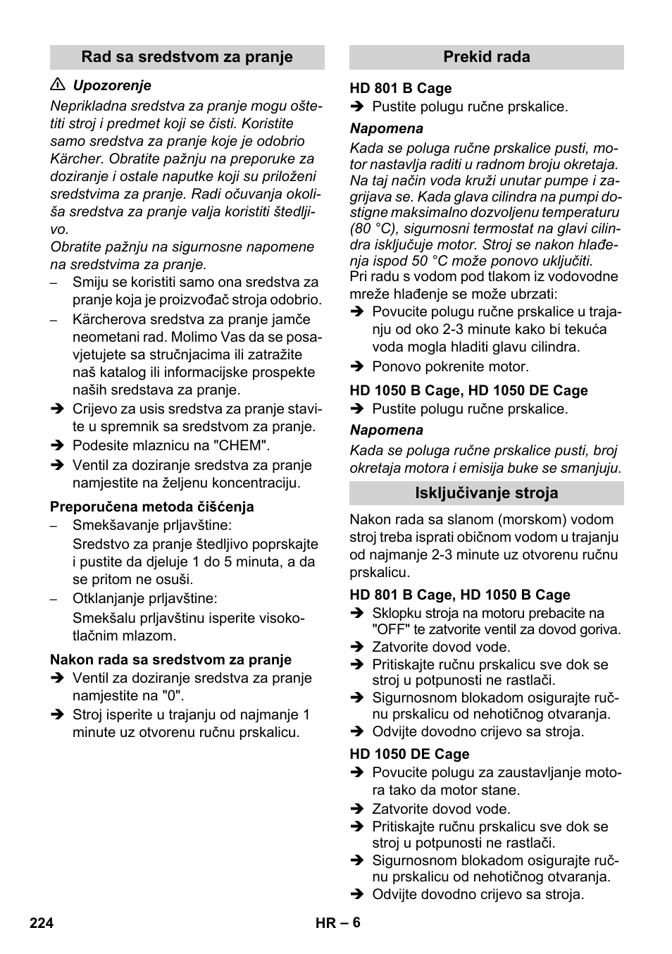 Karcher HD 1050 De Cage User Manual | Page 224 / 286