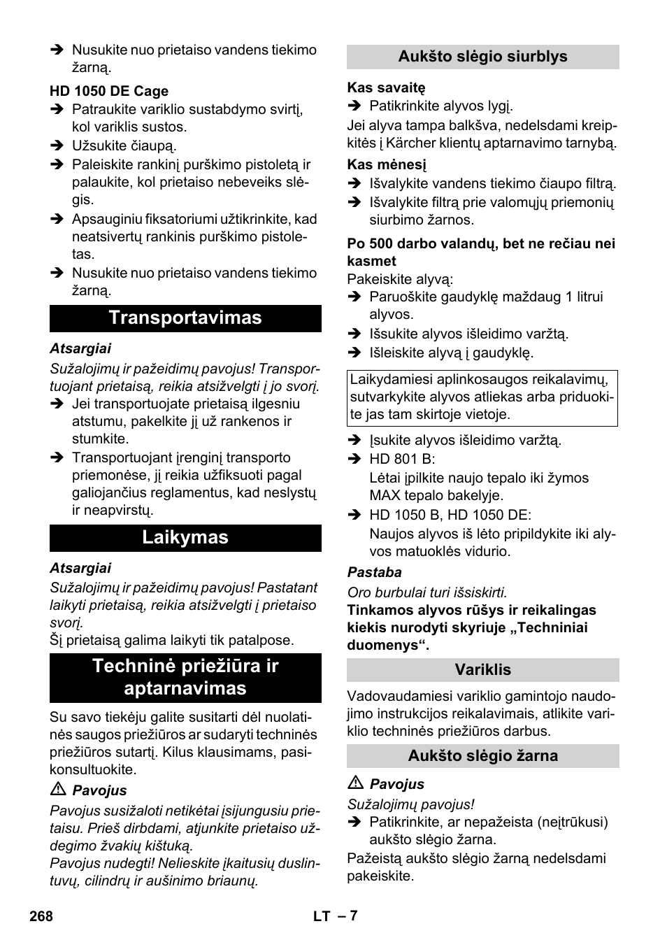 Karcher HD 1050 De Cage User Manual | Page 268 / 286