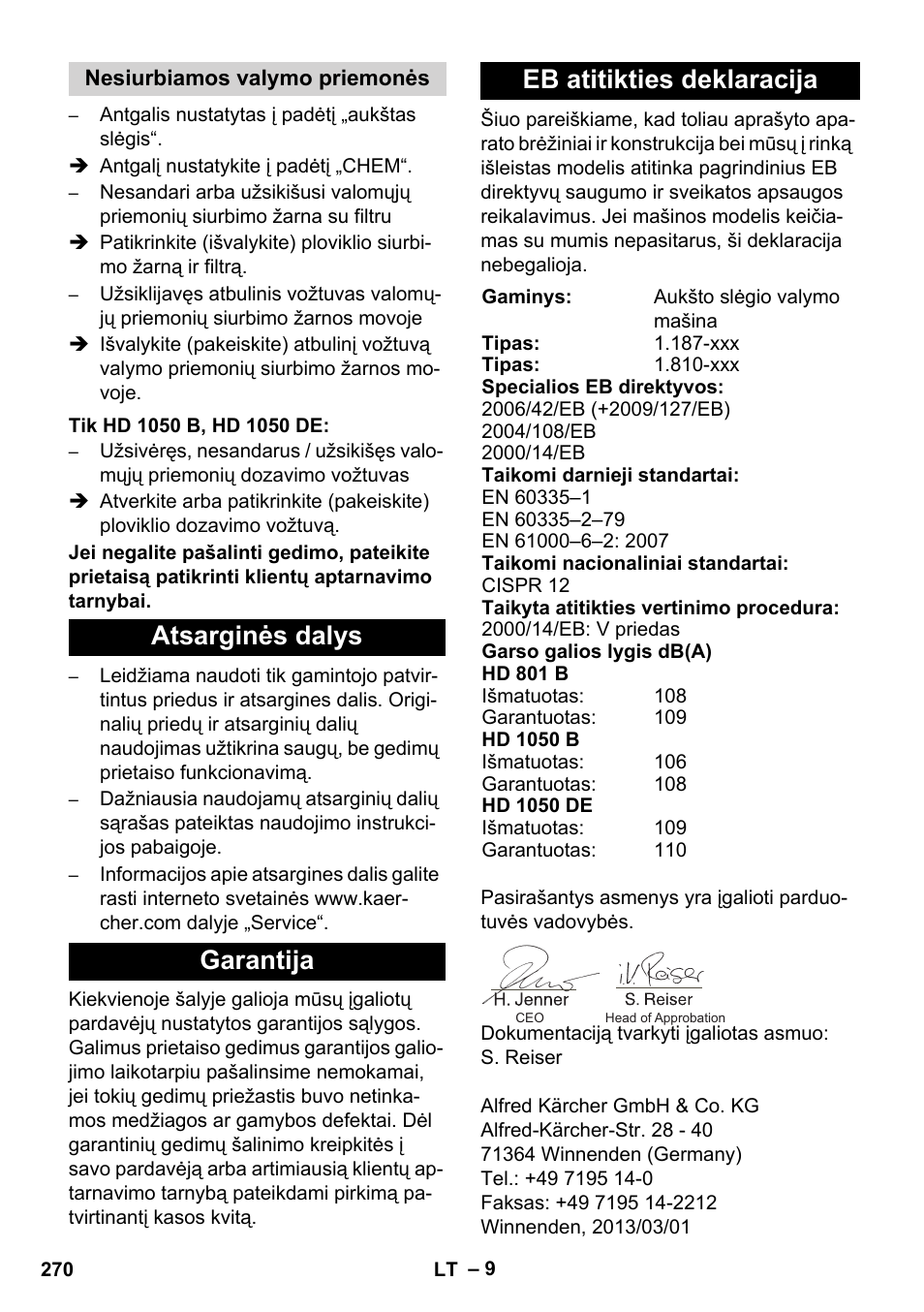 Karcher HD 1050 De Cage User Manual | Page 270 / 286