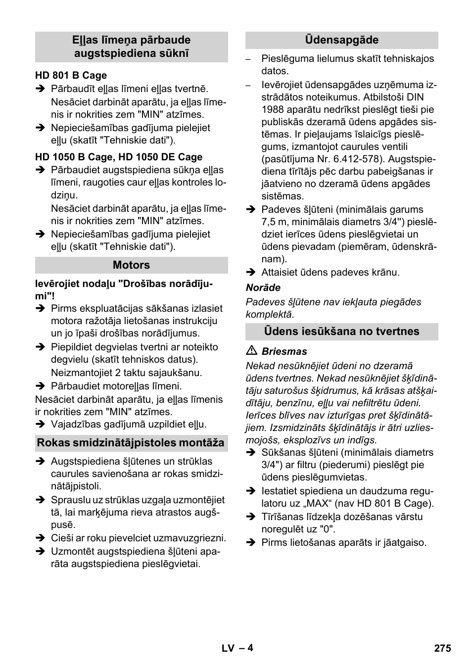 Karcher HD 1050 De Cage User Manual | Page 275 / 286