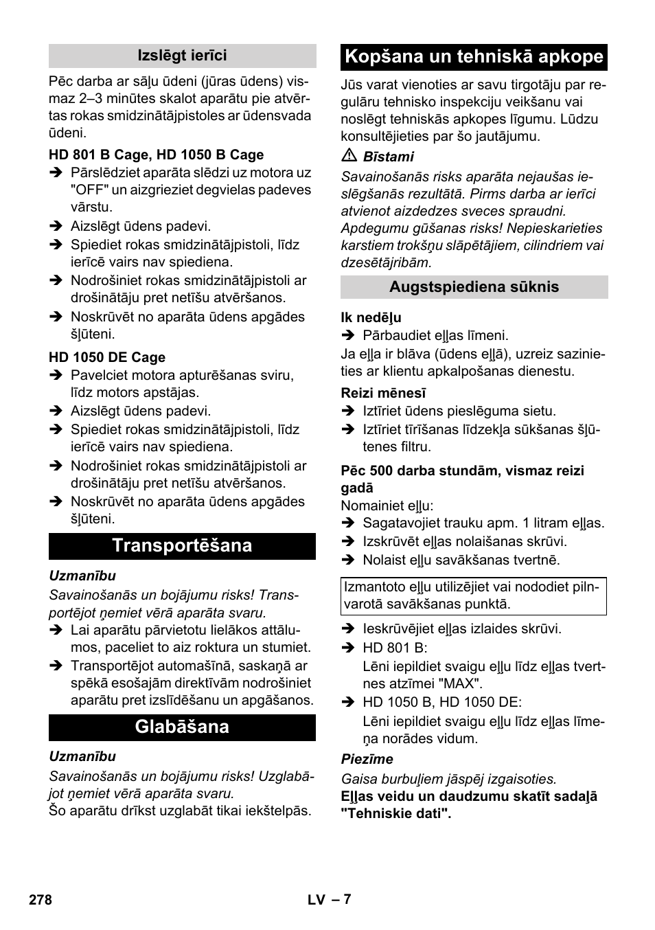 Karcher HD 1050 De Cage User Manual | Page 278 / 286