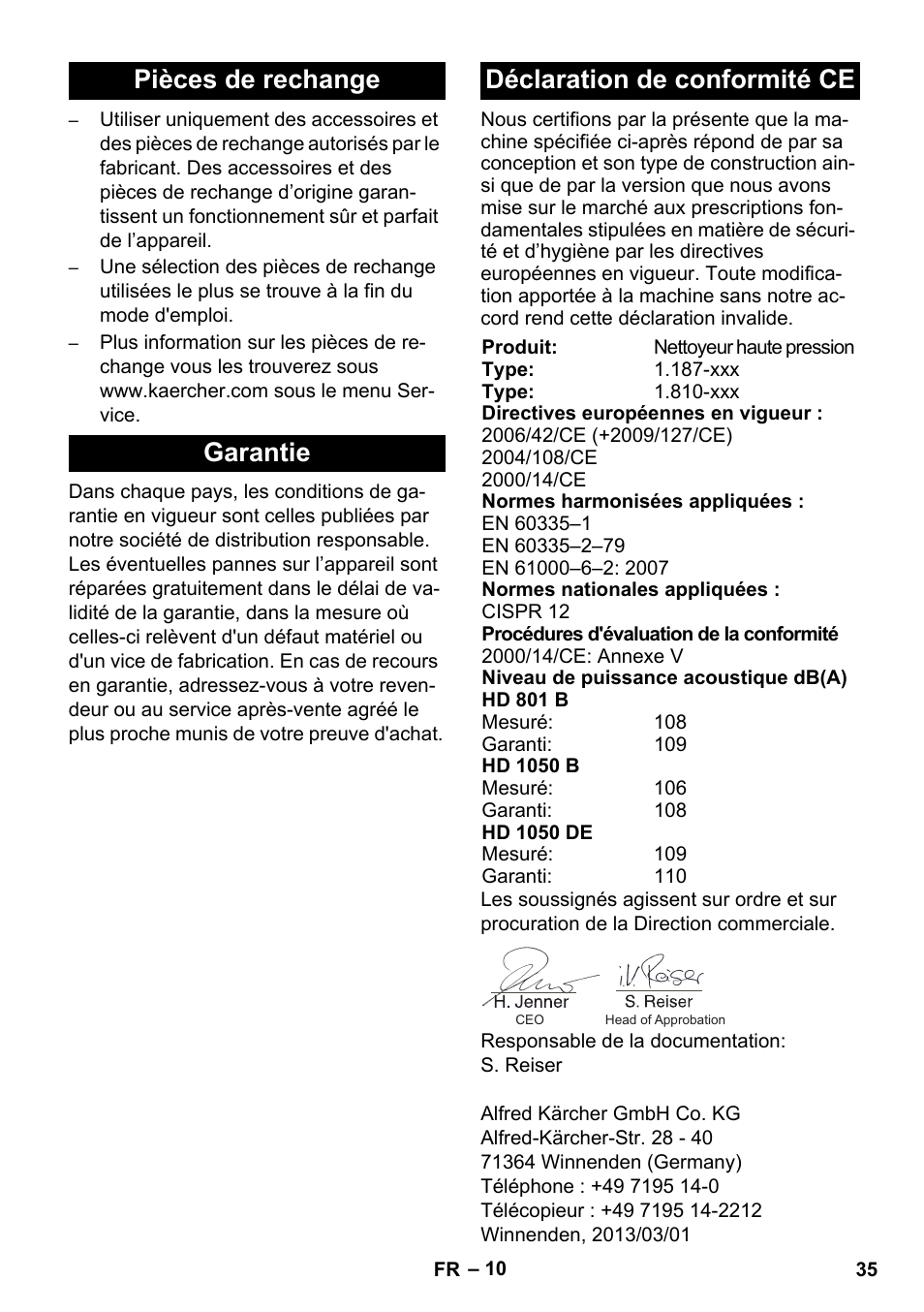 Karcher HD 1050 De Cage User Manual | Page 35 / 286