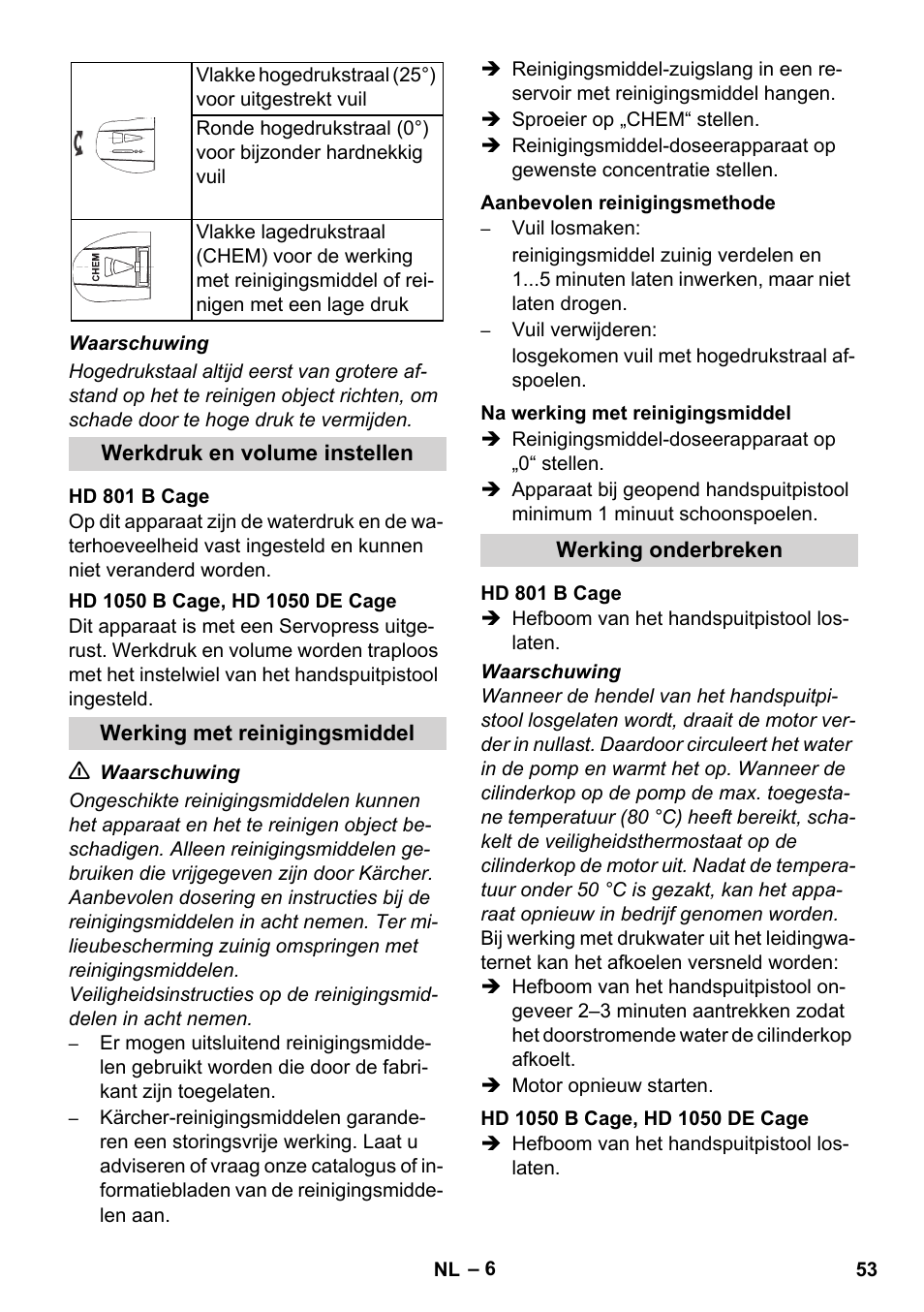 Karcher HD 1050 De Cage User Manual | Page 53 / 286
