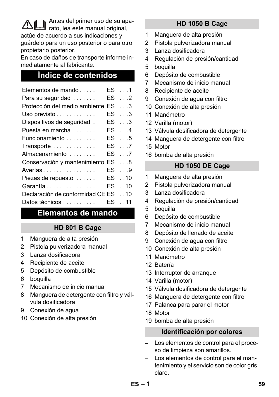 Karcher HD 1050 De Cage User Manual | Page 59 / 286