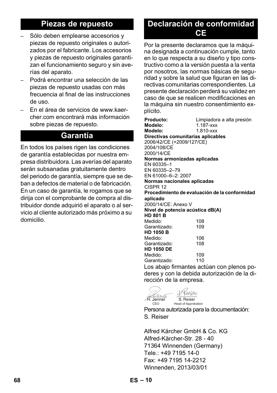 Karcher HD 1050 De Cage User Manual | Page 68 / 286