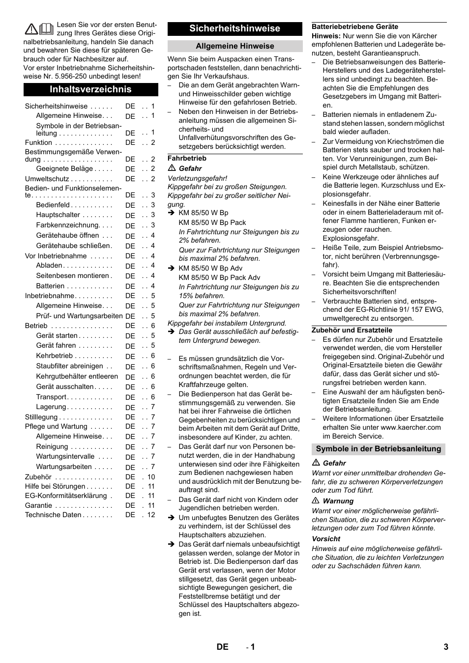 Karcher KM 85-50 W Bp Adv User Manual | Page 3 / 336