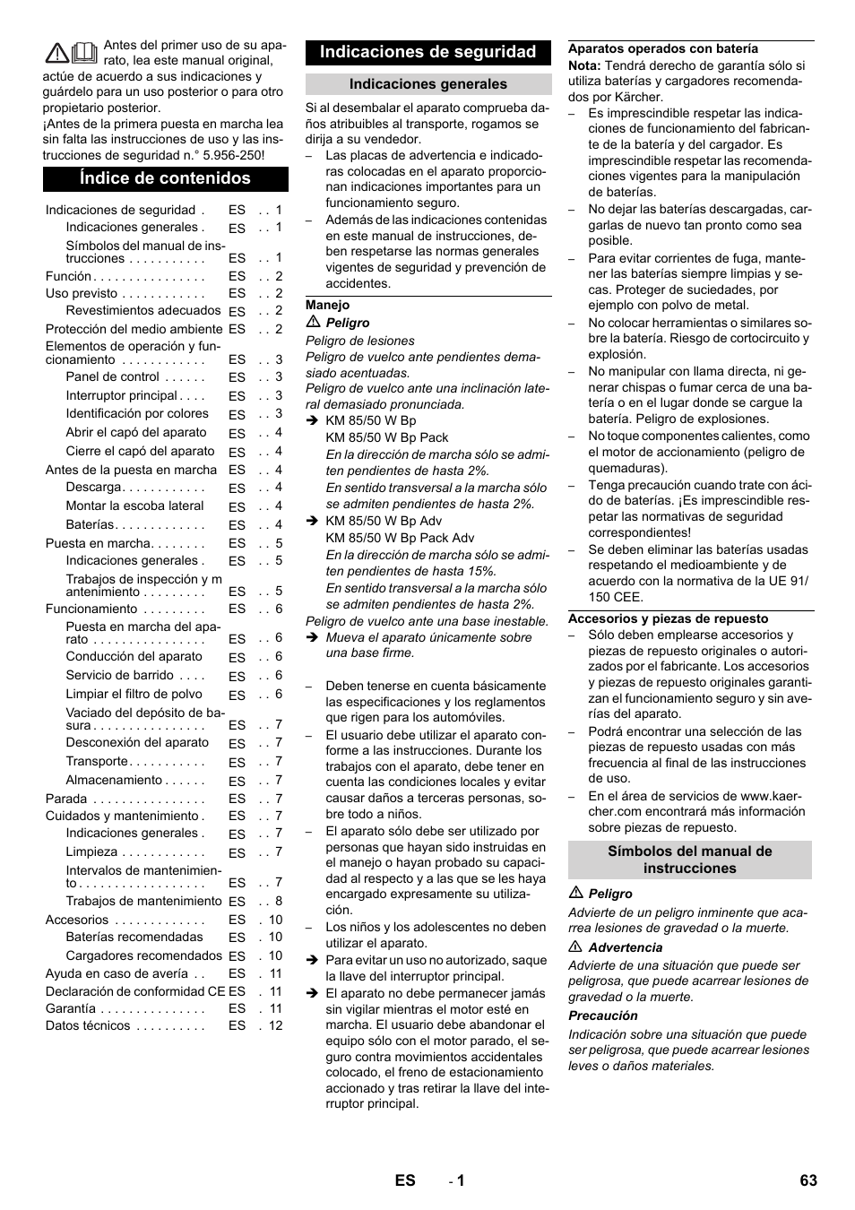 Karcher KM 85-50 W Bp Adv User Manual | Page 63 / 336
