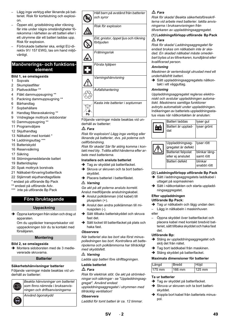 Karcher KM 70-30 C Bp Pack Adv User Manual | Page 49 / 144