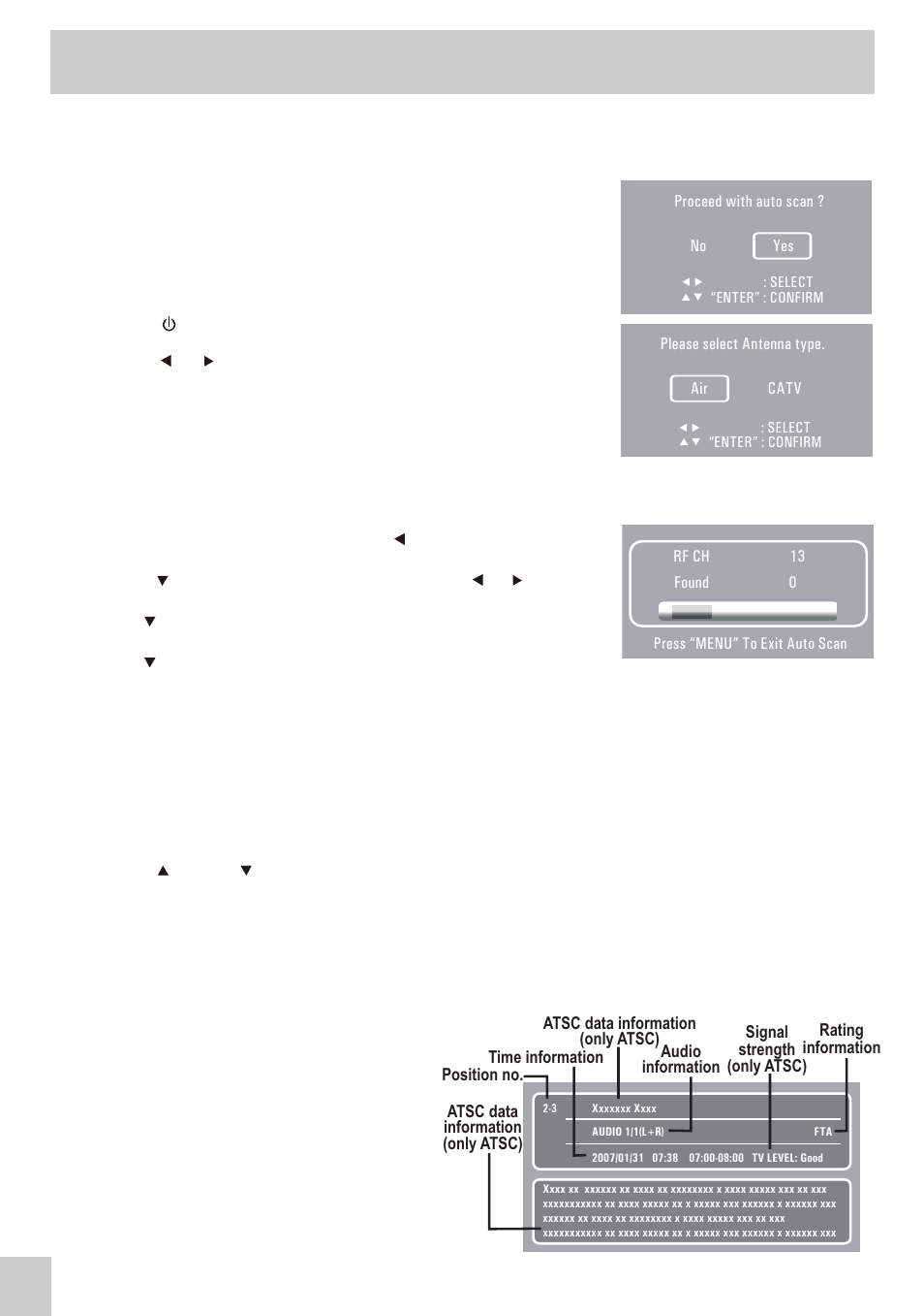 Using the tv, Watching television, Manual searching for tv channels | Audiovox PLV16081 User Manual | Page 11 / 16