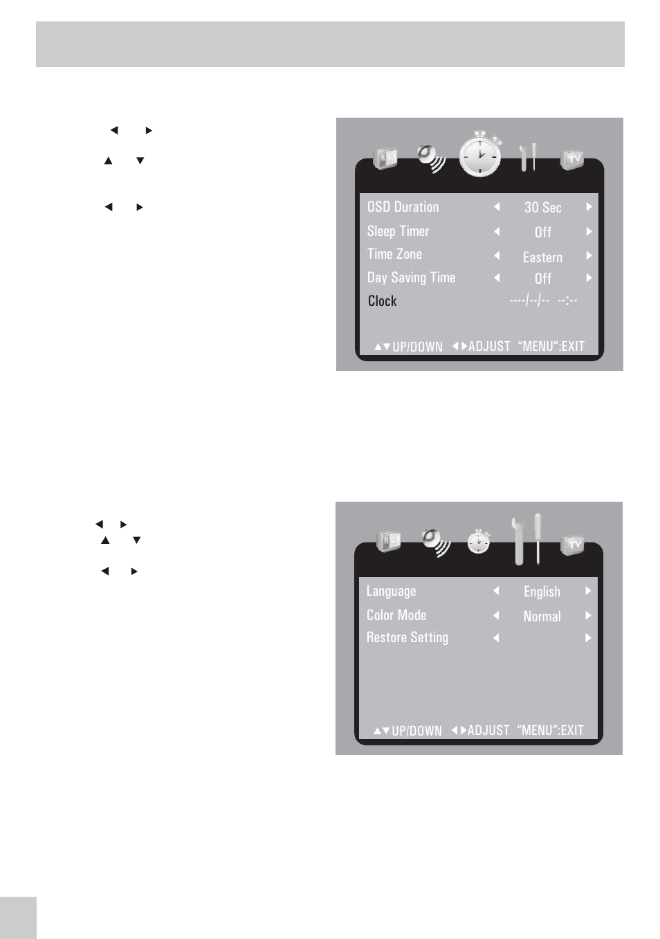 Tv setup | Audiovox PLV16081 User Manual | Page 13 / 16