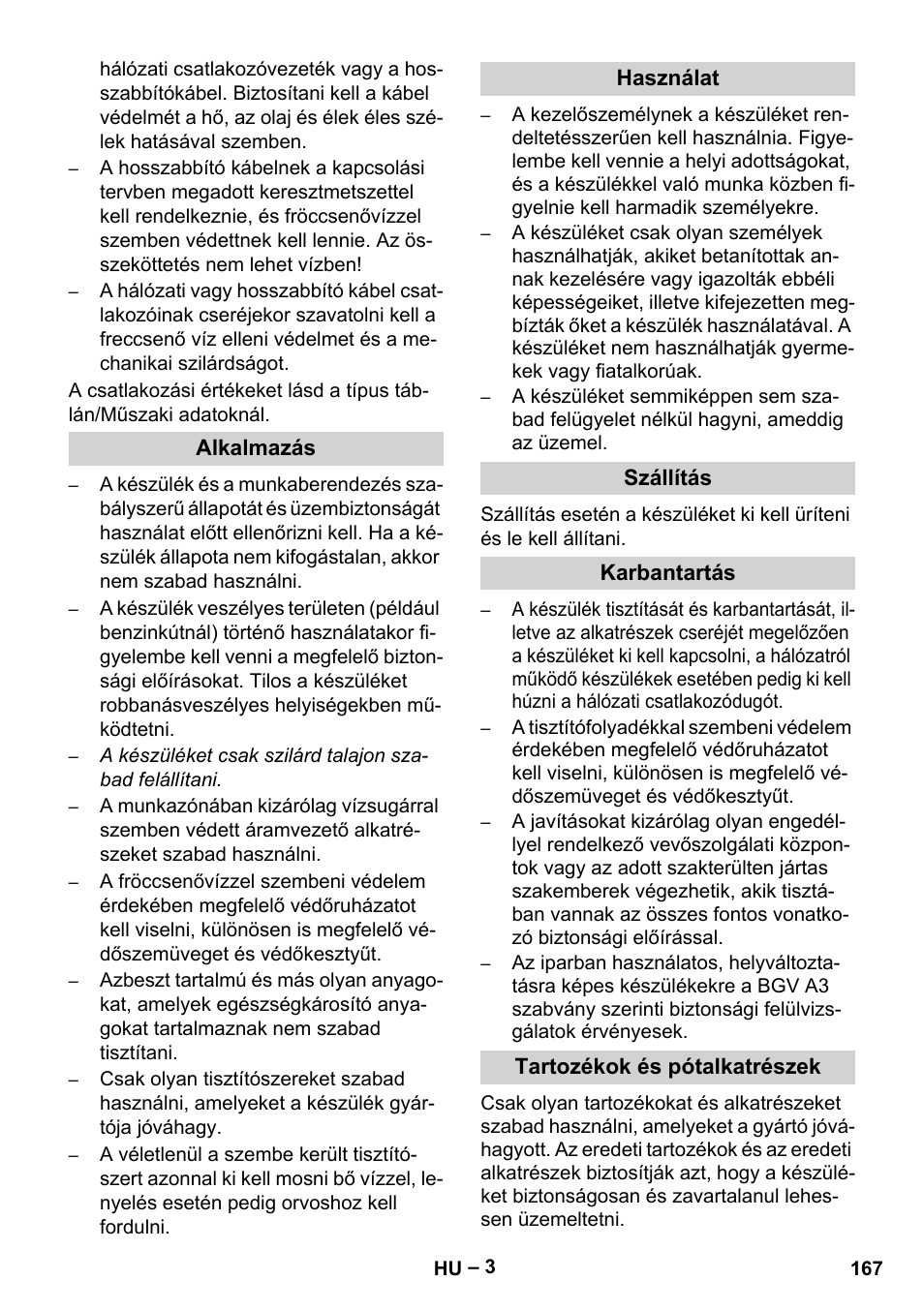 Karcher PC 100 M2 BIO User Manual | Page 167 / 232