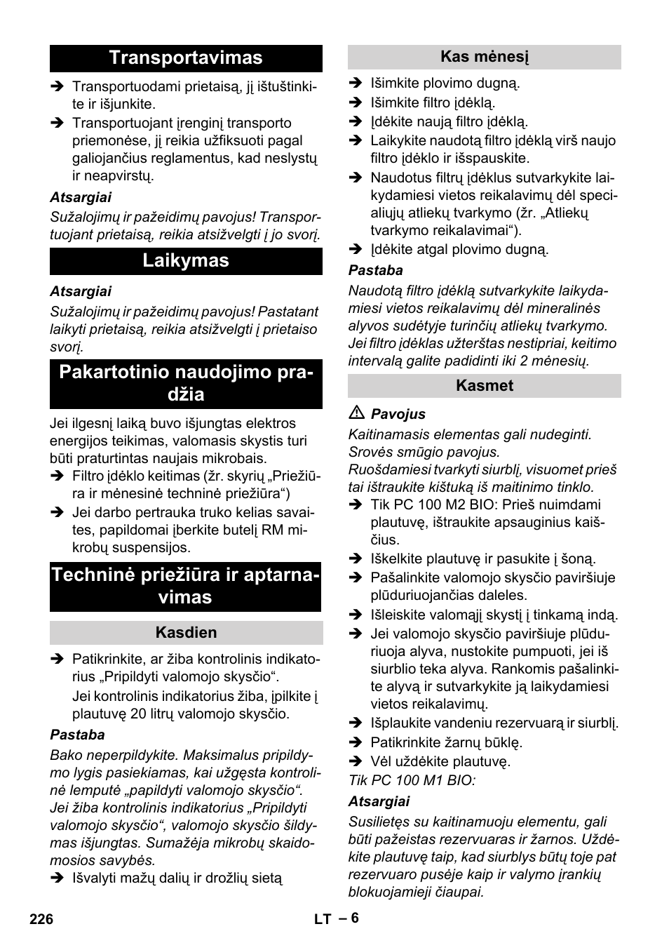 Karcher PC 100 M2 BIO User Manual | Page 226 / 232