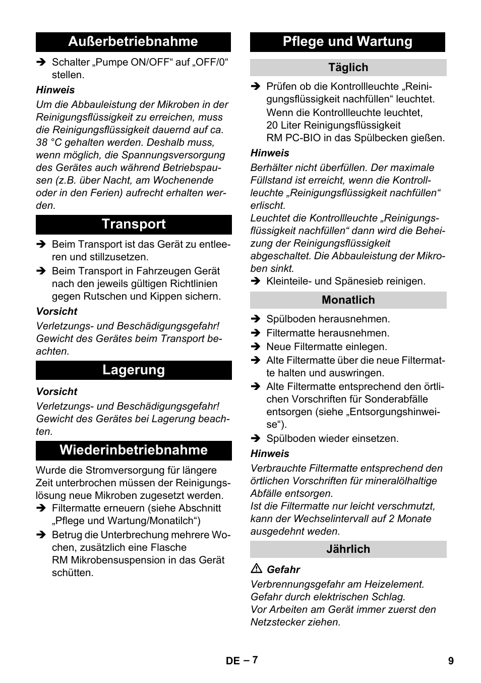 Karcher PC 100 M2 BIO User Manual | Page 9 / 232