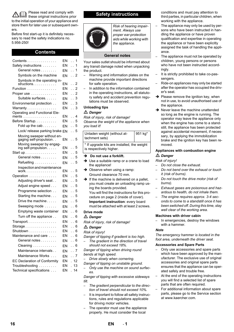 Karcher KM 130-300 D User Manual | Page 16 / 392