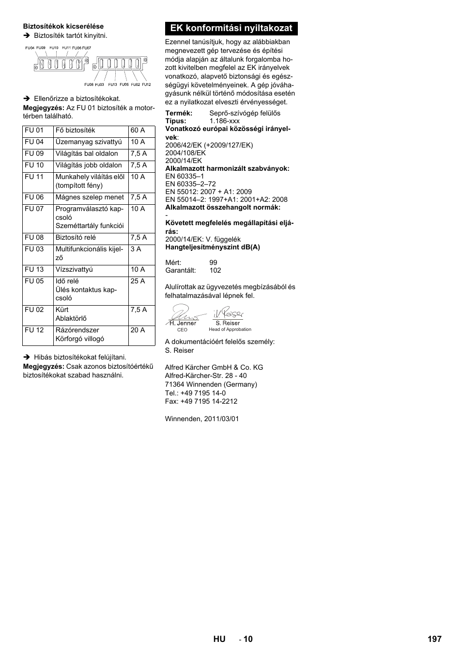 Ek konformitási nyiltakozat | Karcher KM 130-300 D User Manual | Page 197 / 392