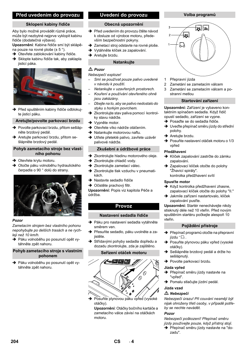 Před uvedením do provozu, Uvedení do provozu, Provoz | Karcher KM 130-300 D User Manual | Page 204 / 392