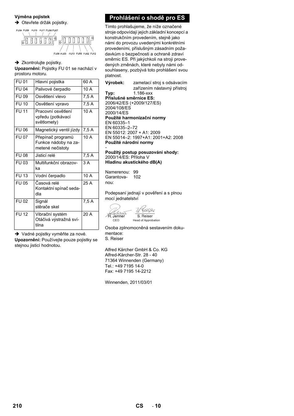 Prohlášení o shodě pro es | Karcher KM 130-300 D User Manual | Page 210 / 392