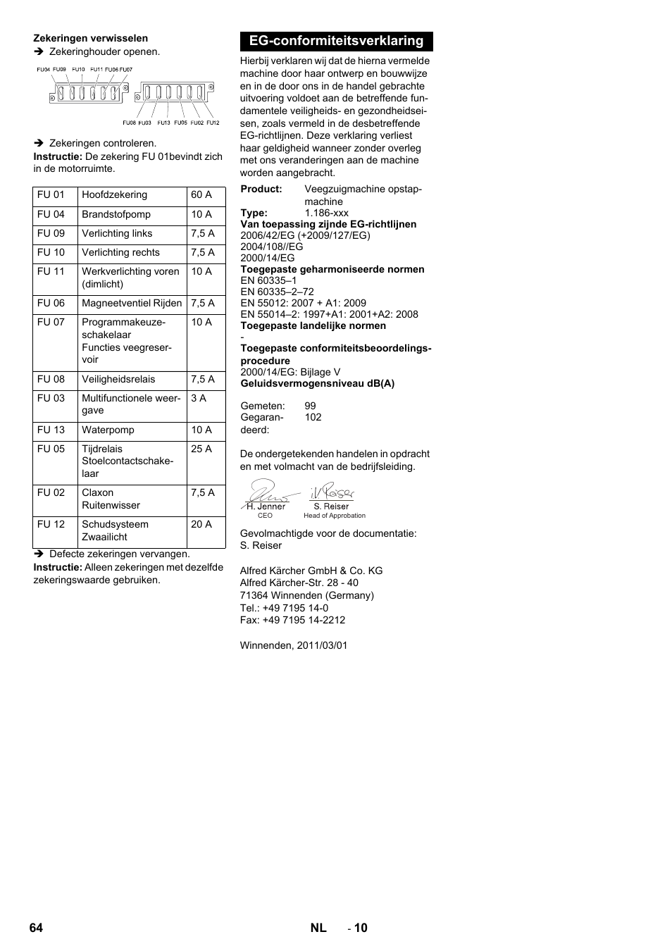 Eg-conformiteitsverklaring | Karcher KM 130-300 D User Manual | Page 64 / 392