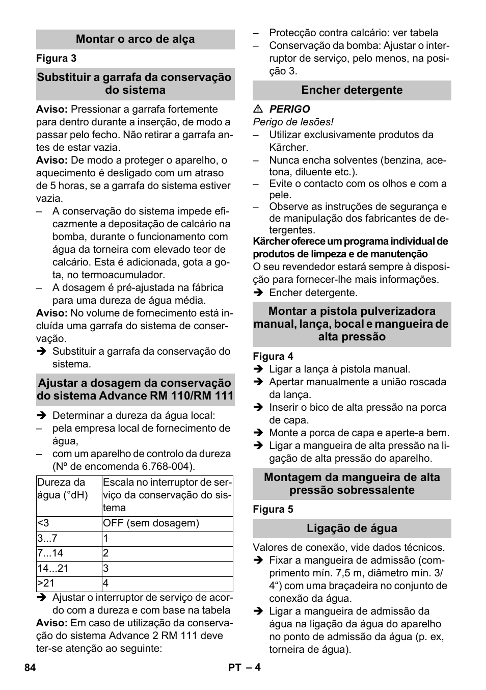 Montar o arco de alça, Substituir a garrafa da conservação do sistema, Encher detergente | Ligação de água | Karcher HDS-E 8-16-4 M 36 KW User Manual | Page 84 / 344