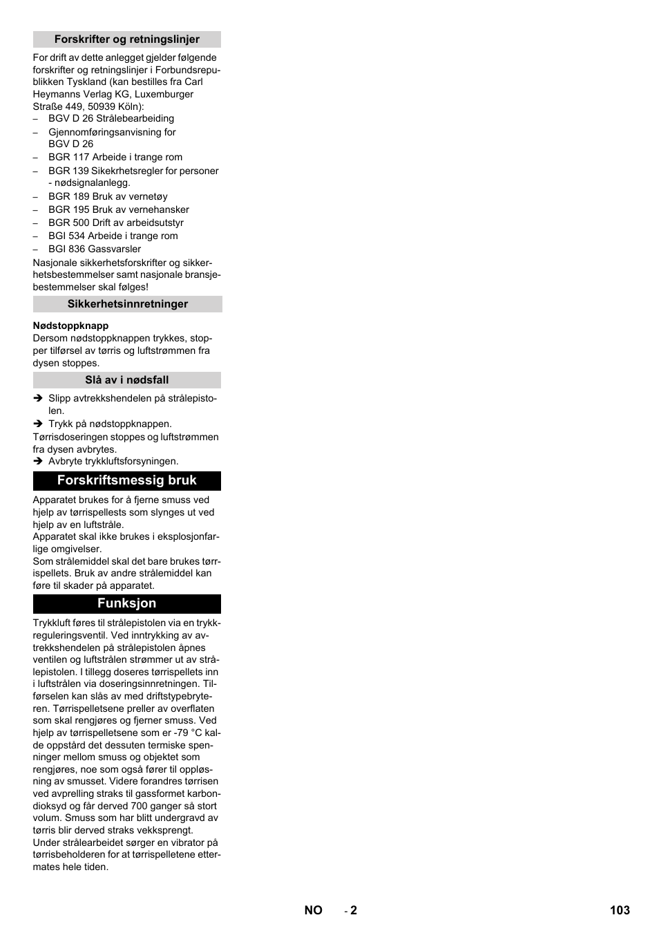 Forskriftsmessig bruk funksjon | Karcher IB 15-120 User Manual | Page 103 / 334