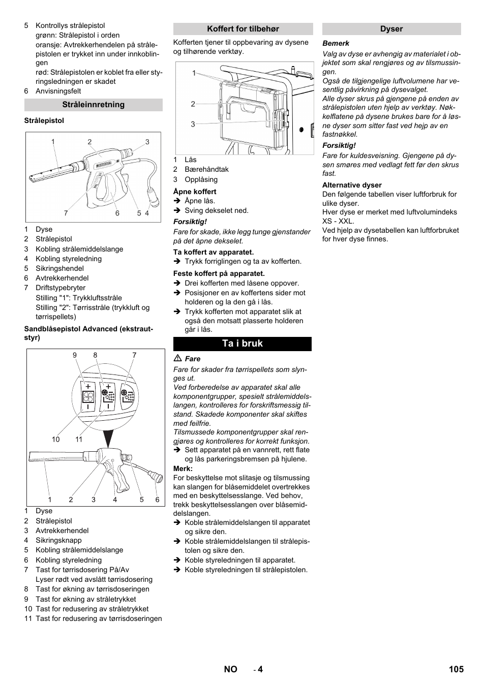 Ta i bruk | Karcher IB 15-120 User Manual | Page 105 / 334