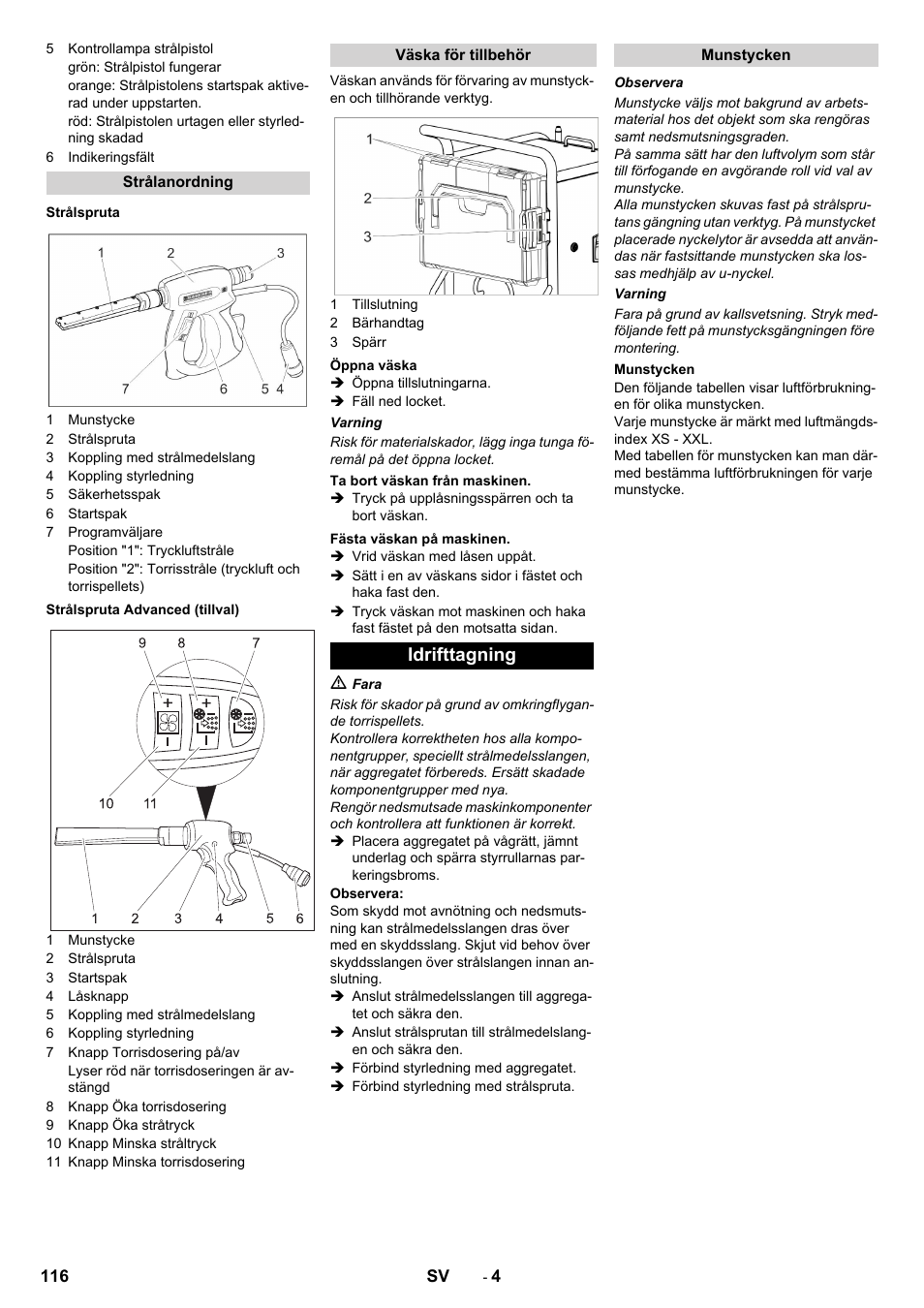 Idrifttagning | Karcher IB 15-120 User Manual | Page 116 / 334