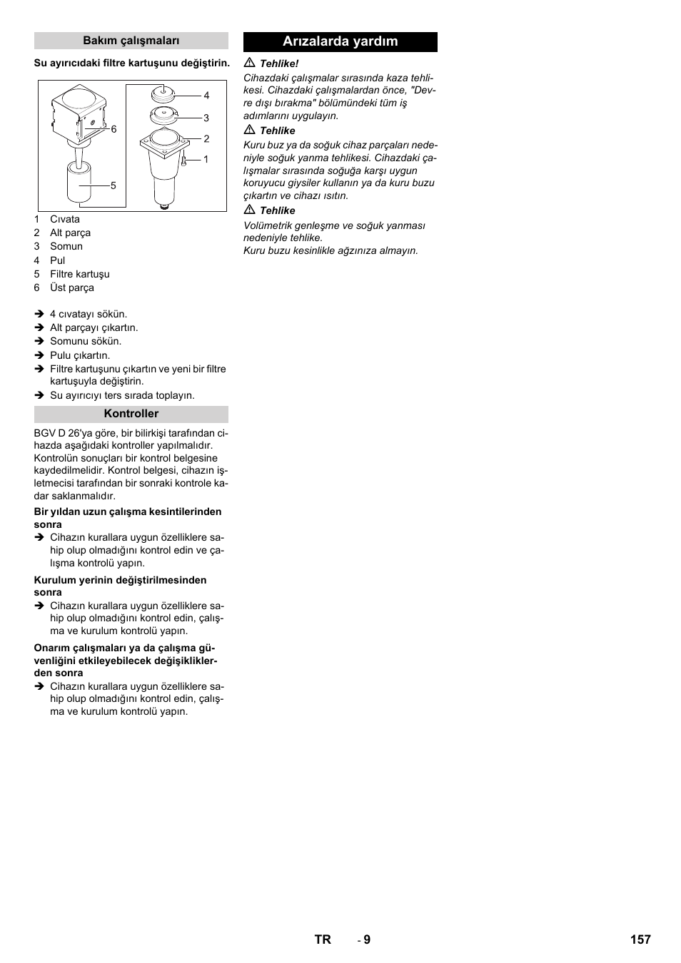 Arızalarda yardım | Karcher IB 15-120 User Manual | Page 157 / 334