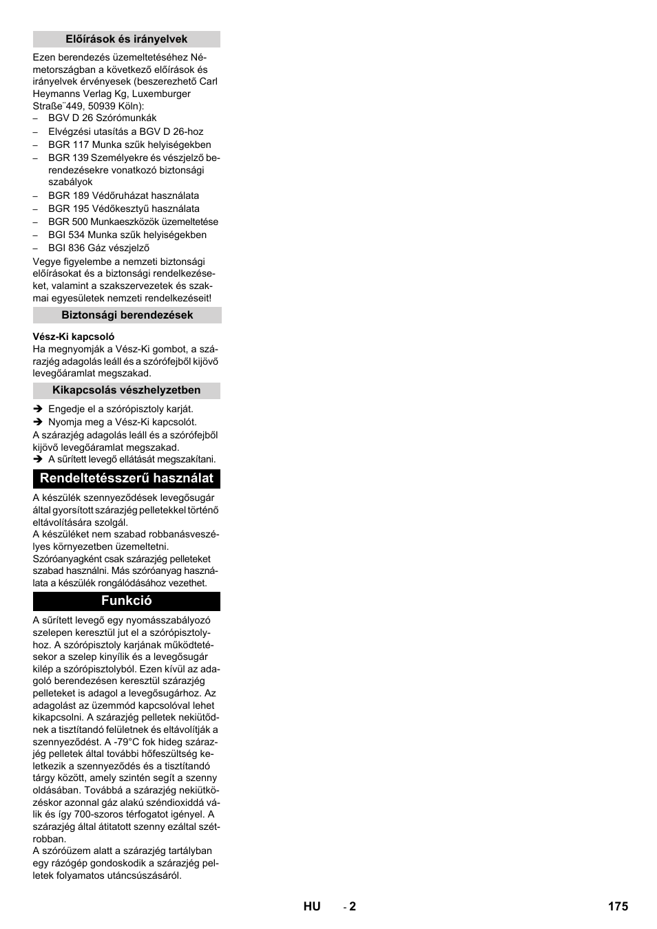 Rendeltetésszerű használat funkció | Karcher IB 15-120 User Manual | Page 175 / 334