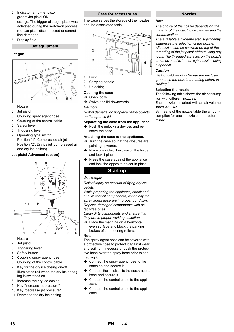 Start up | Karcher IB 15-120 User Manual | Page 18 / 334