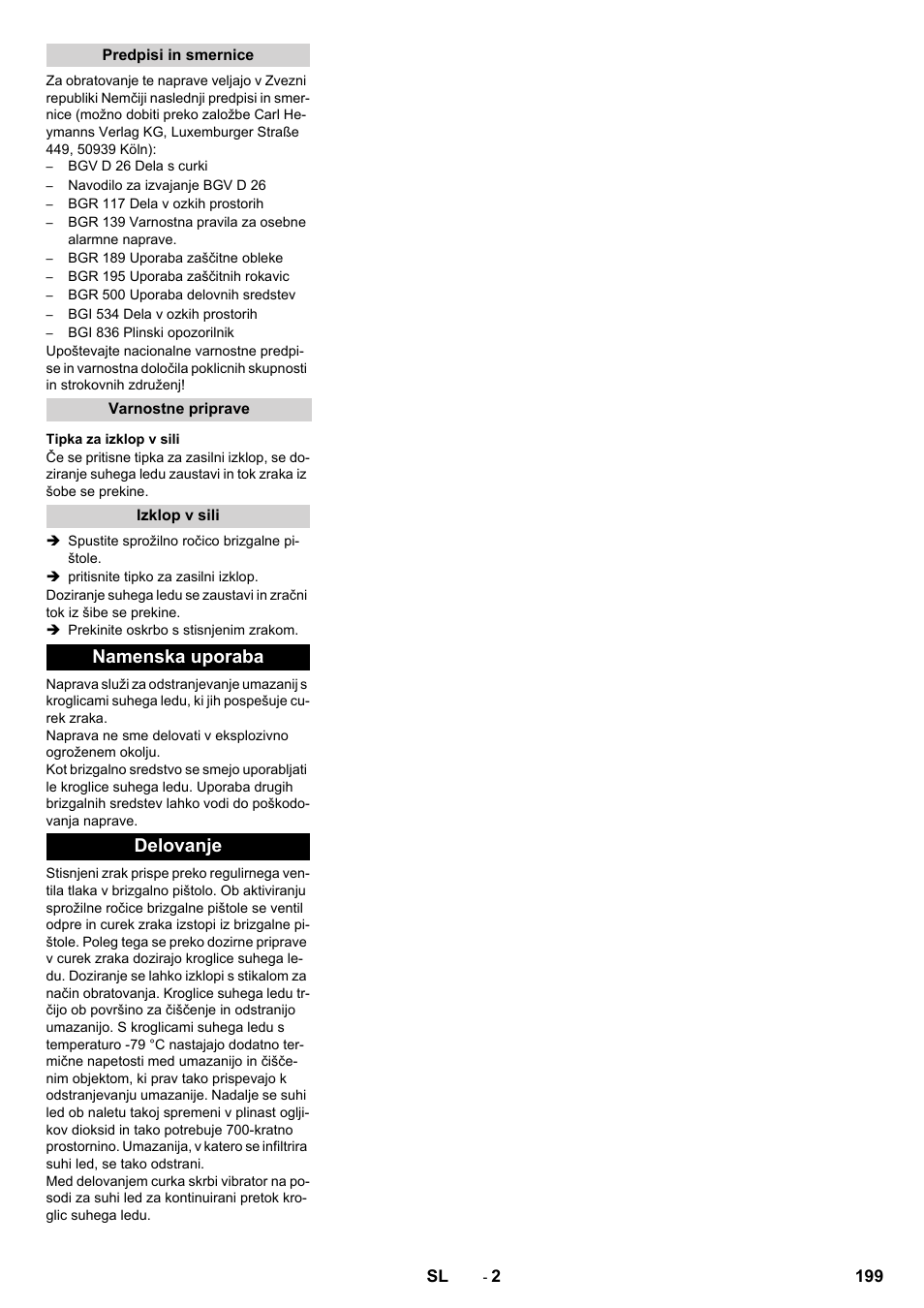 Namenska uporaba delovanje | Karcher IB 15-120 User Manual | Page 199 / 334