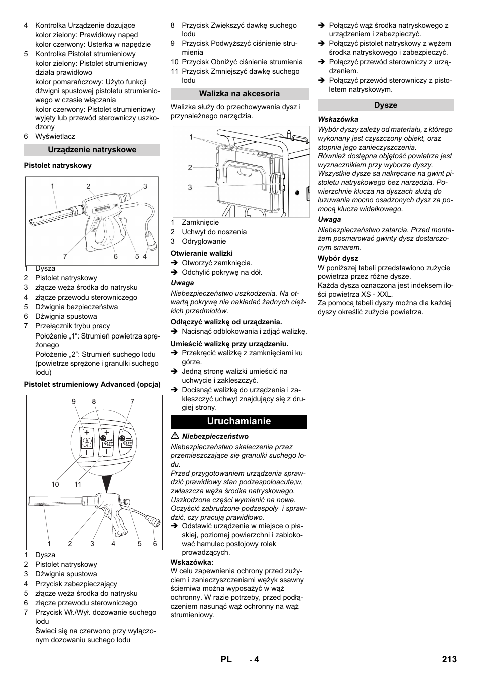 Uruchamianie | Karcher IB 15-120 User Manual | Page 213 / 334