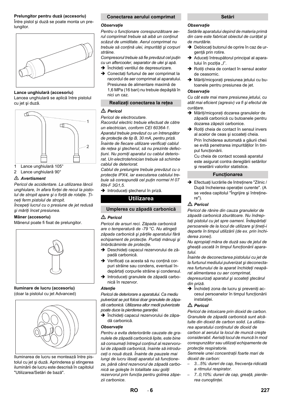 Utilizarea | Karcher IB 15-120 User Manual | Page 227 / 334