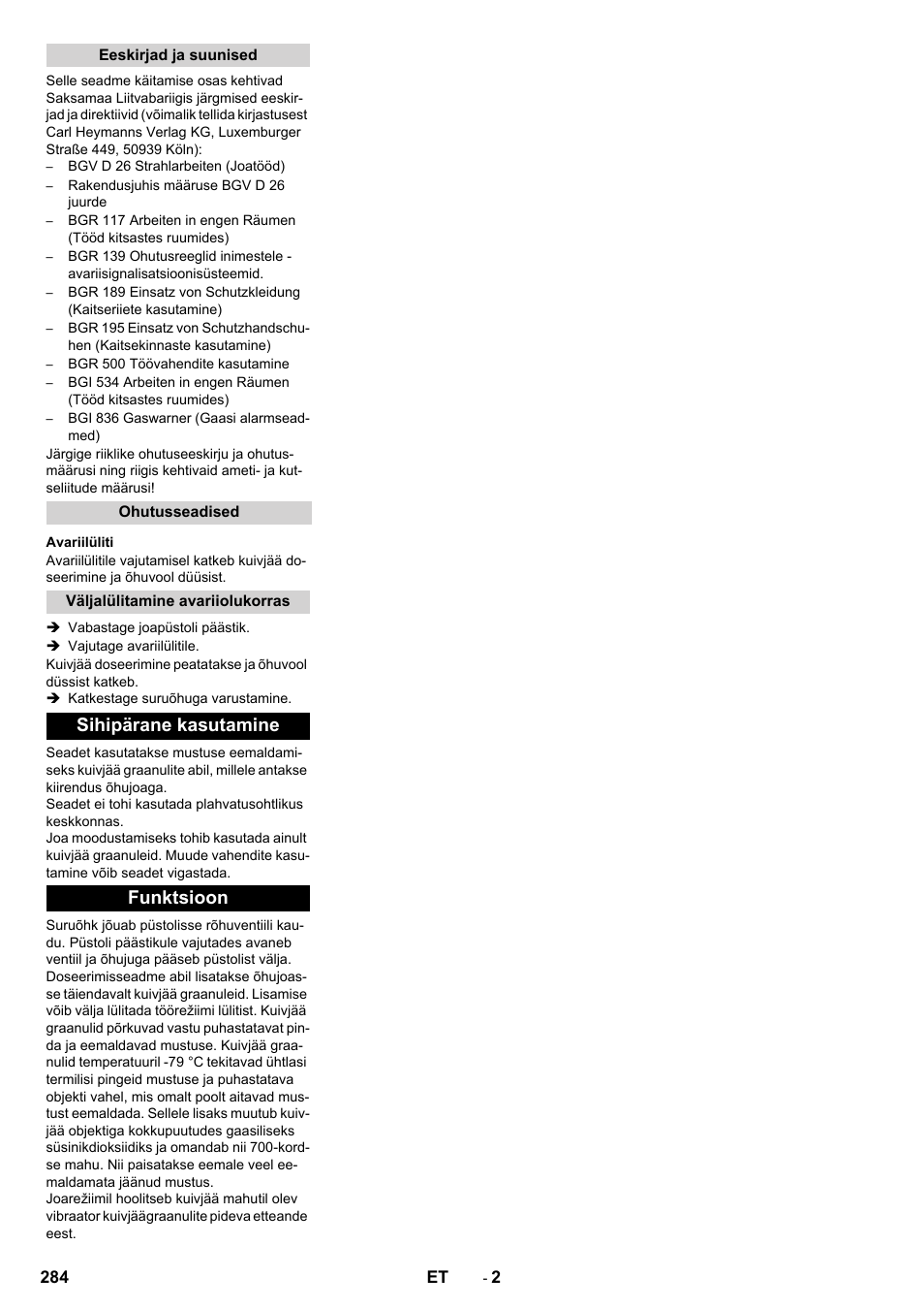 Sihipärane kasutamine funktsioon | Karcher IB 15-120 User Manual | Page 284 / 334