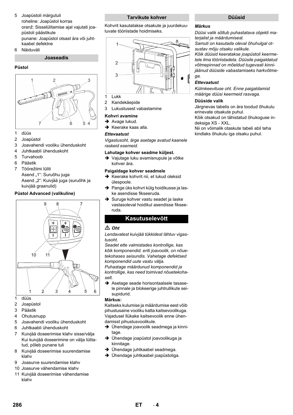 Kasutuselevõtt | Karcher IB 15-120 User Manual | Page 286 / 334