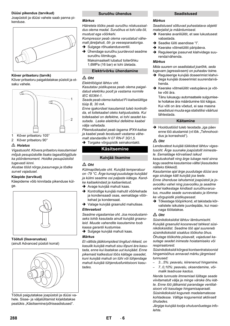 Käsitsemine | Karcher IB 15-120 User Manual | Page 288 / 334